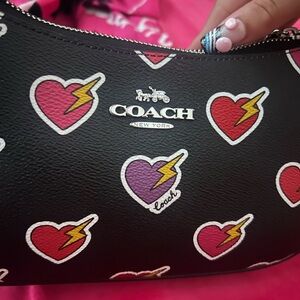 Coach Black Bag with Heart and Lightning Print